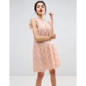 ASOS Sleeveless Ruffled Lace Mini Dress